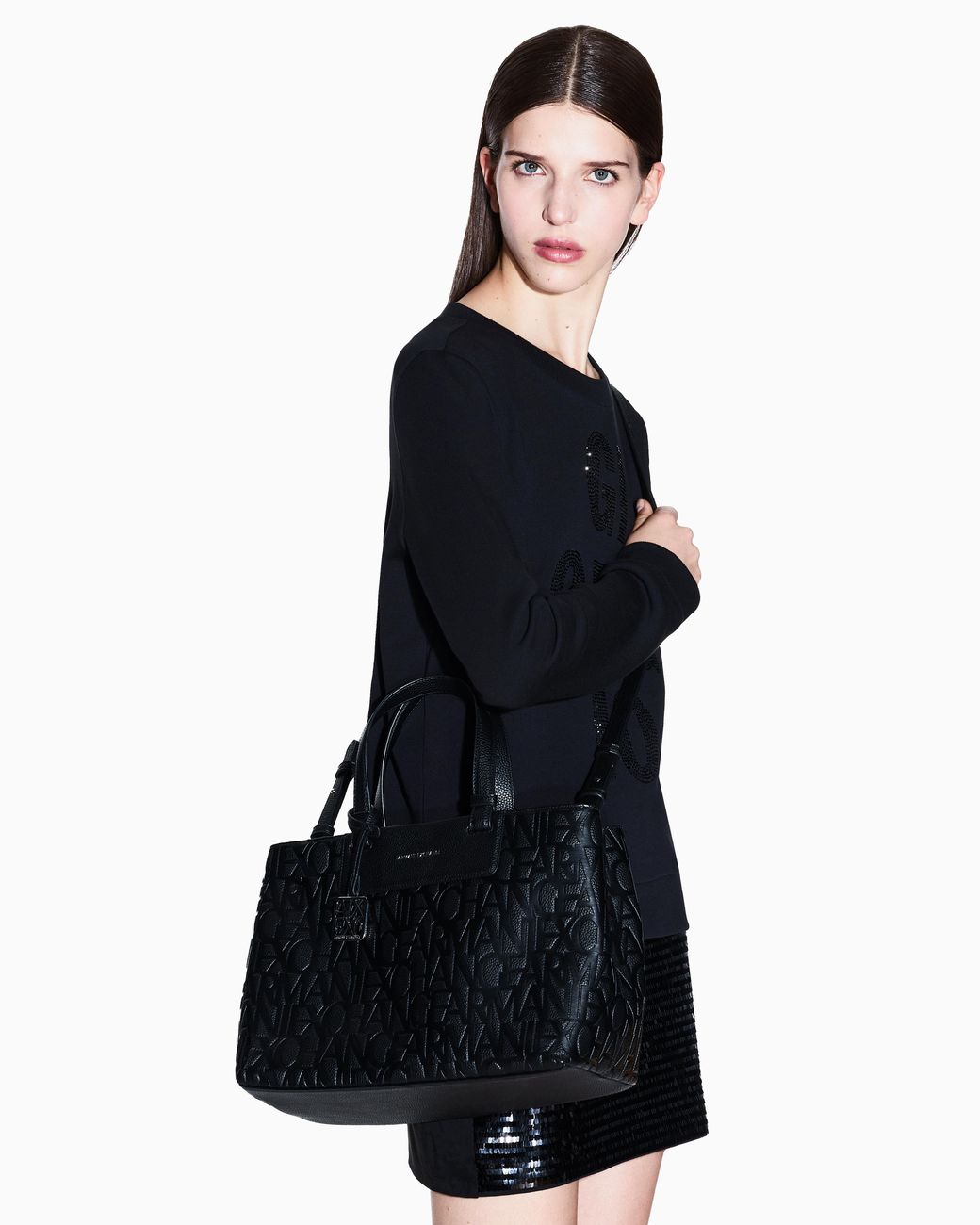 ARMANI EXCHANGE Black Shopping Bag