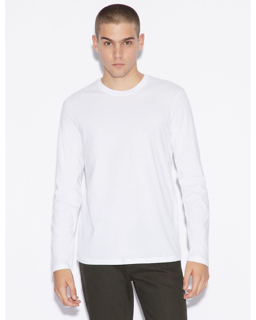 Armani Exchange Long-sleeve Pima Cotton Tee in White for Men - Lyst
