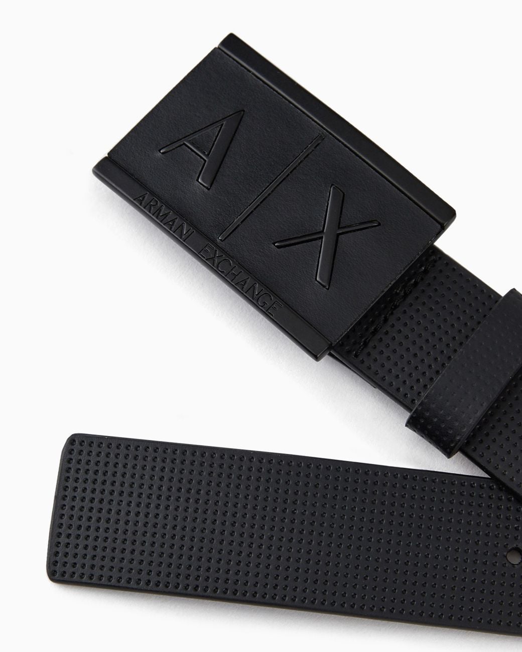 ARMANI EXCHANGE White Textured Leather Belt With An Embossed Logo Buckle for men