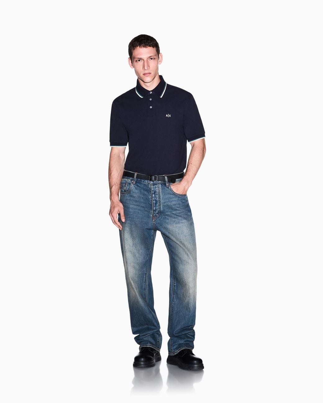 ARMANI EXCHANGE Blue Regular Fit Polo Shirt for men