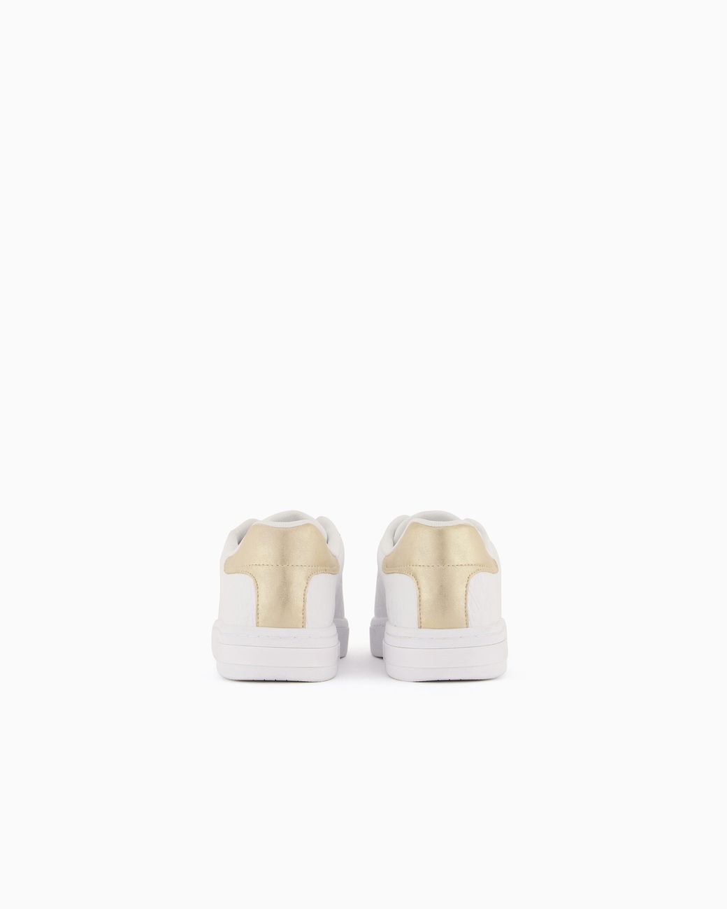 ARMANI EXCHANGE White Low-Top Sneakers With Embossed Pattern And Contrast Heel