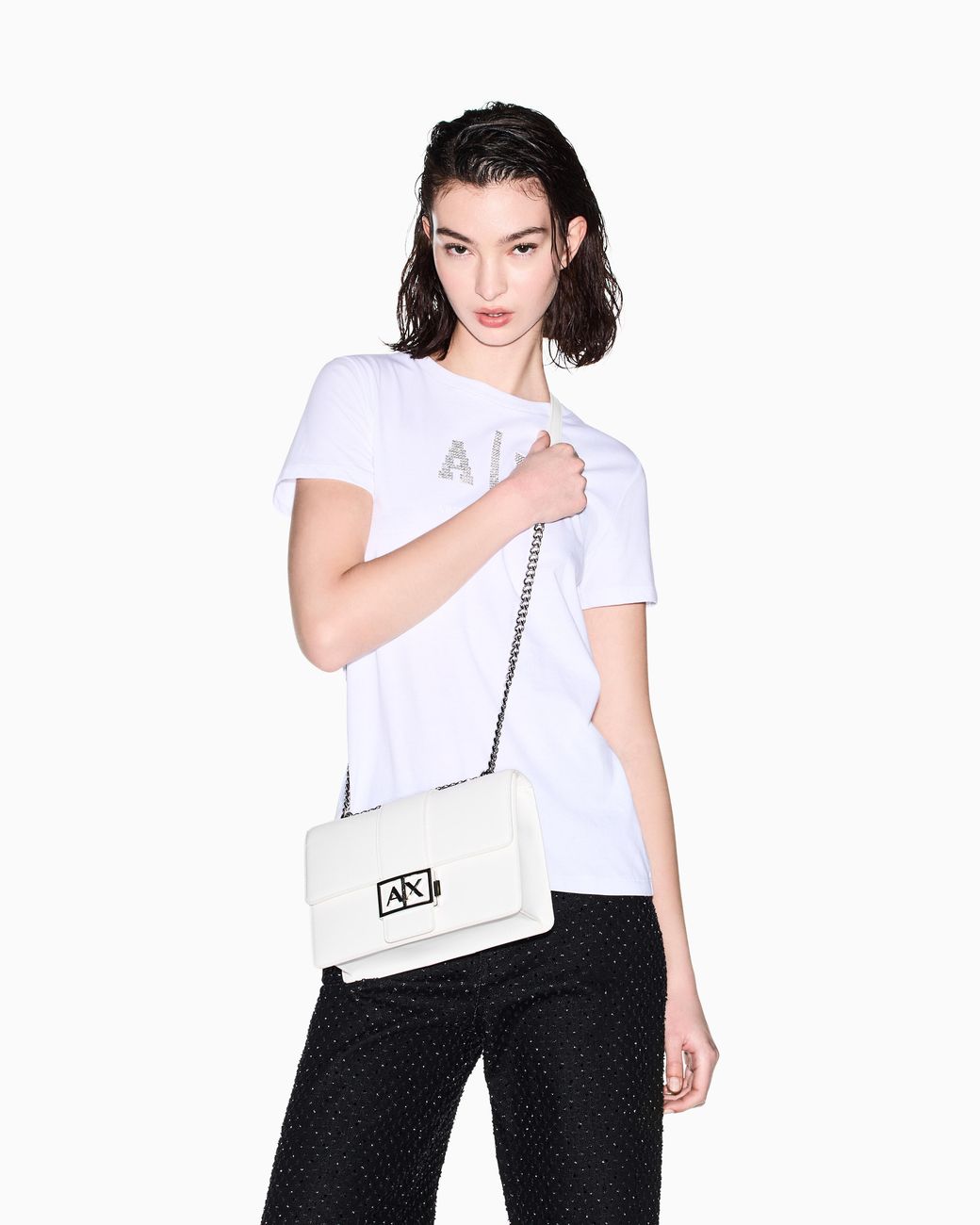 ARMANI EXCHANGE White Crossbody Messenger Bag