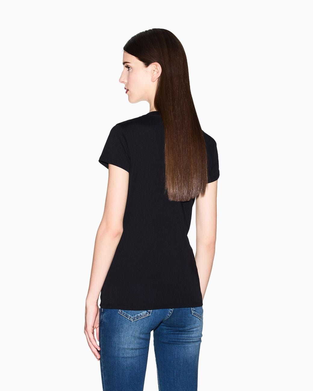 ARMANI EXCHANGE Black Slim-Fit Cotton Jersey T-Shirt With Script Logo Essential
