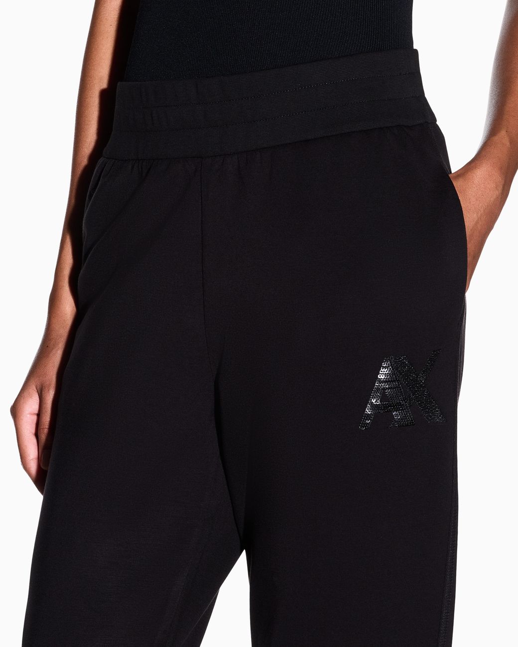 ARMANI EXCHANGE Black Regular Fit Trousers Jersey