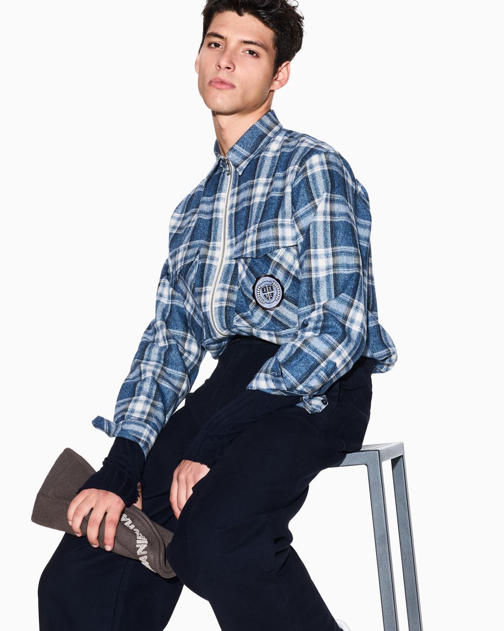 ARMANI EXCHANGE Blue Oversized Fit Shirt Cotton for men