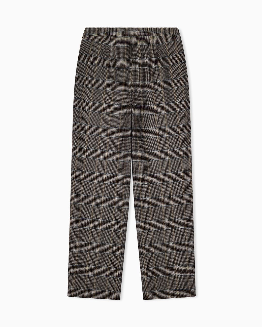 ARMANI EXCHANGE Gray Regular Fit Trousers Plaid Virgin Wool Blend