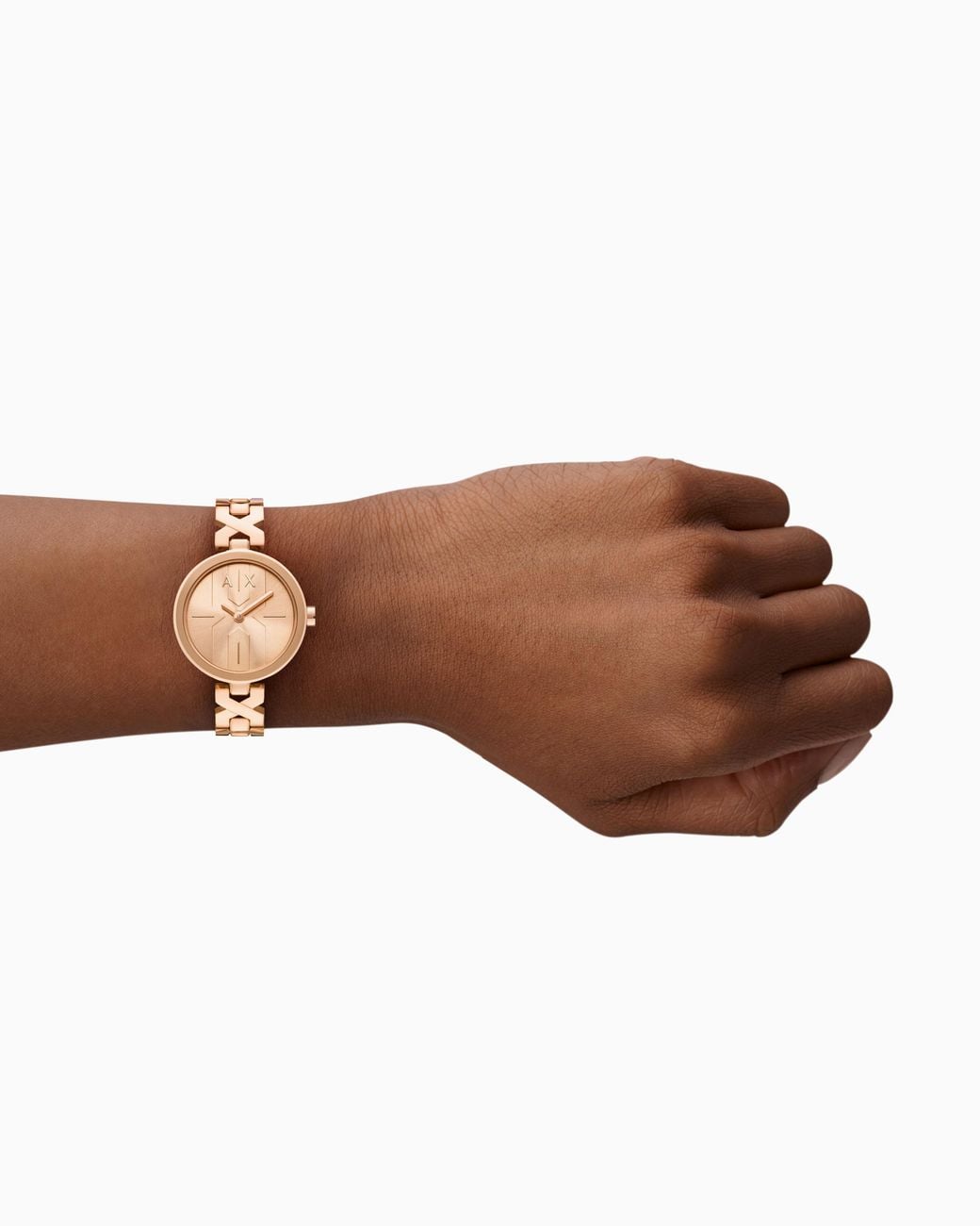 ARMANI EXCHANGE White Two-Hand Rose-Tone Stainless Steel Watch