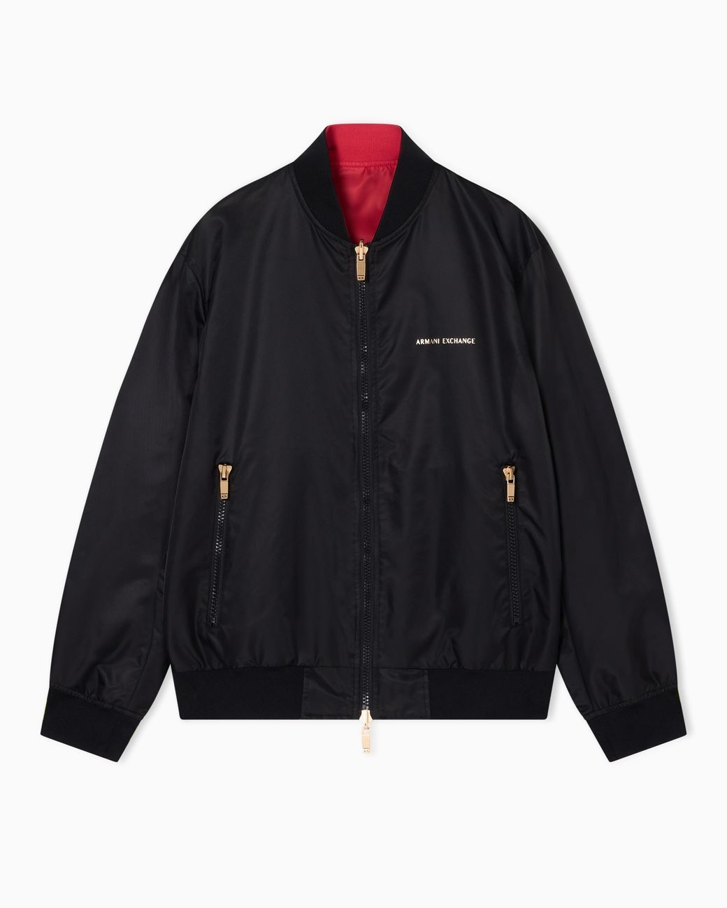 ARMANI EXCHANGE Blue Reversible Satin Blouson With Metal Details for men