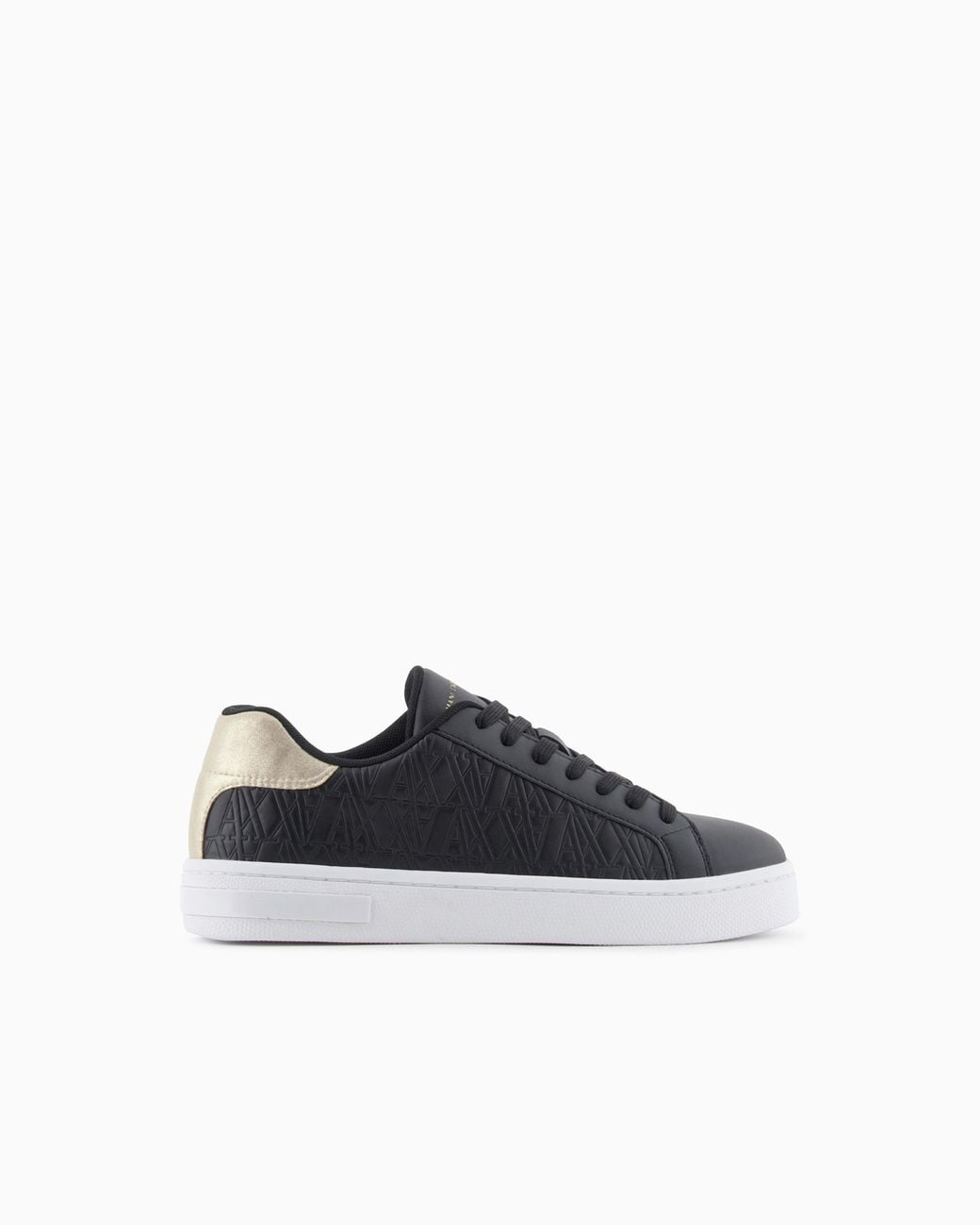 ARMANI EXCHANGE Blue Low-Top Sneakers With Embossed Pattern And Contrast Heel