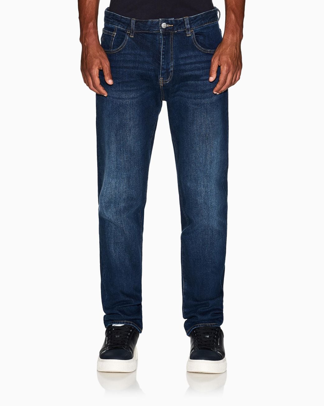 ARMANI EXCHANGE Blue Straight-Leg Washed Stretch Cotton Denim Jeans Essential for men