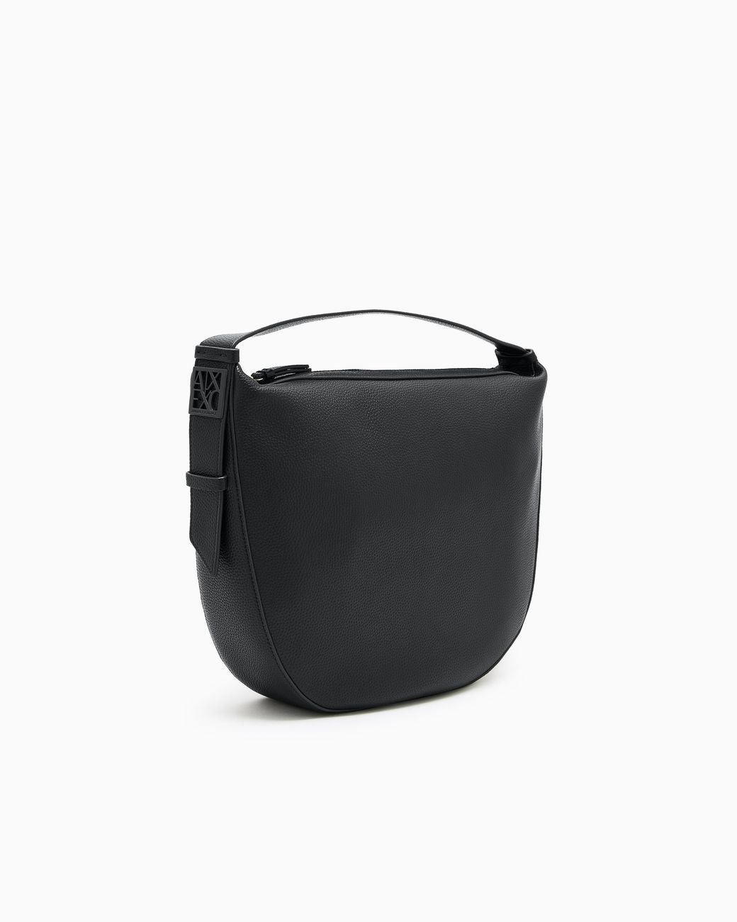 ARMANI EXCHANGE Black Hobo Bag With Hammered Effect And Zip Closure