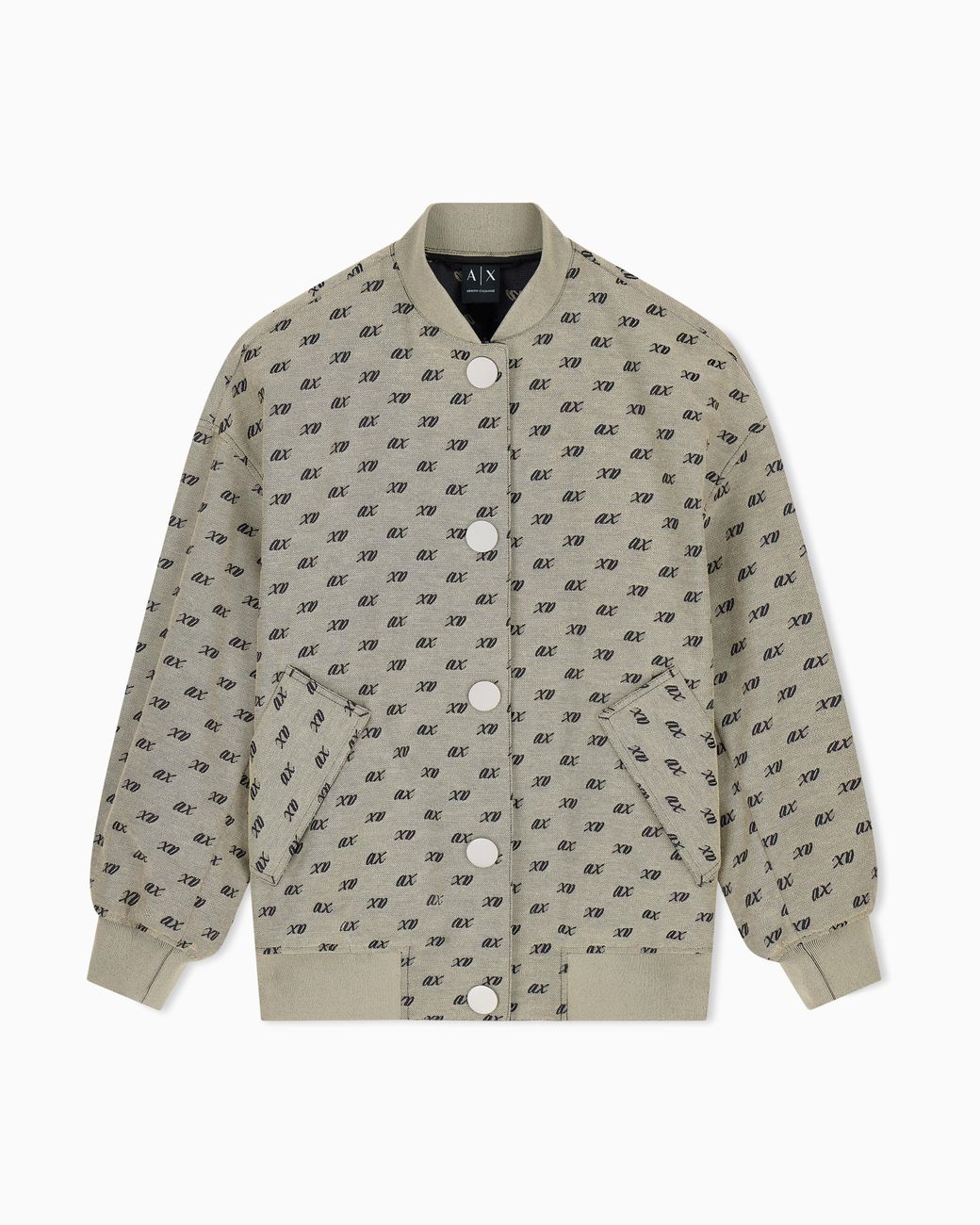 ARMANI EXCHANGE Gray Blouson Jacket Cotton Blend Allover Jacquard