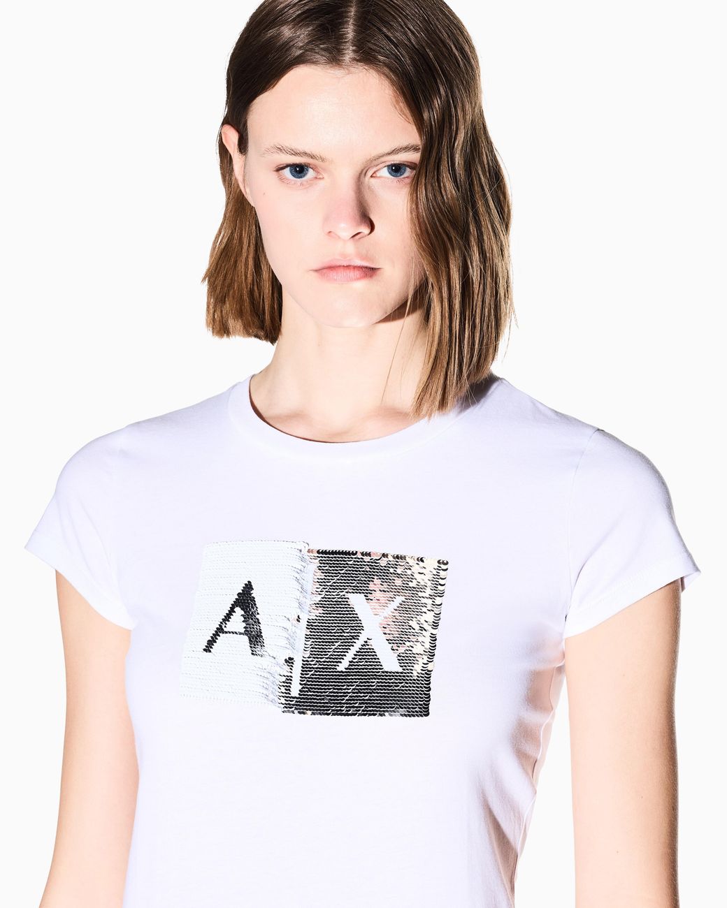 ARMANI EXCHANGE White Slim Fit T-Shirt Cotton Jersey