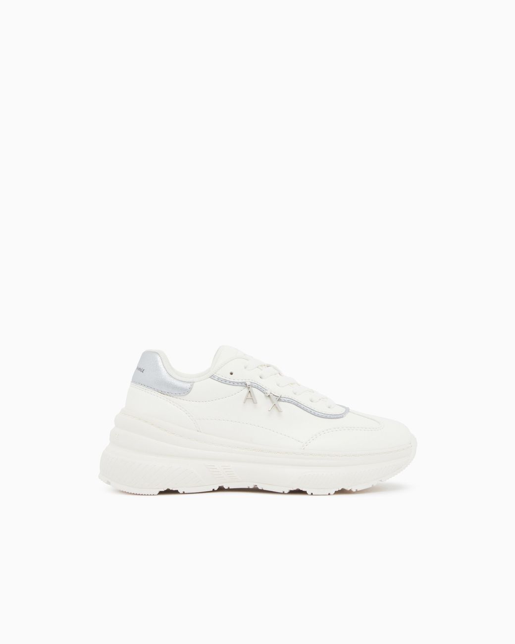 ARMANI EXCHANGE White Sneakers With Nappa Pillow And Metal Suede