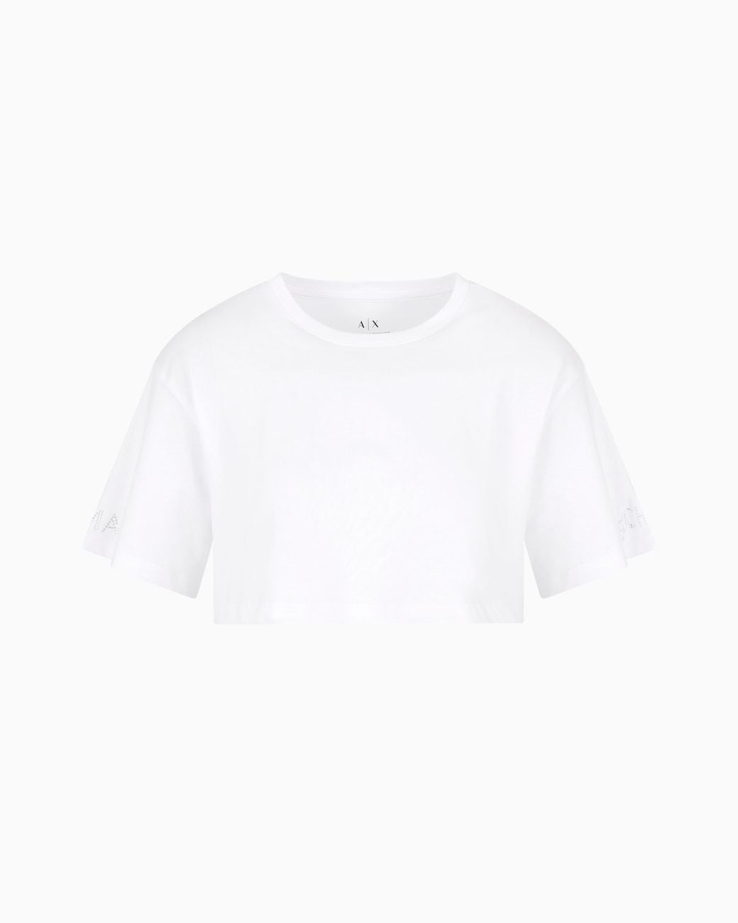 ARMANI EXCHANGE White Cropped T-Shirt With Logo On The Sleeves