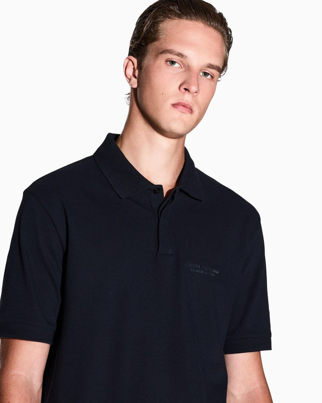 ARMANI EXCHANGE Blue Regular Fit Polo for men