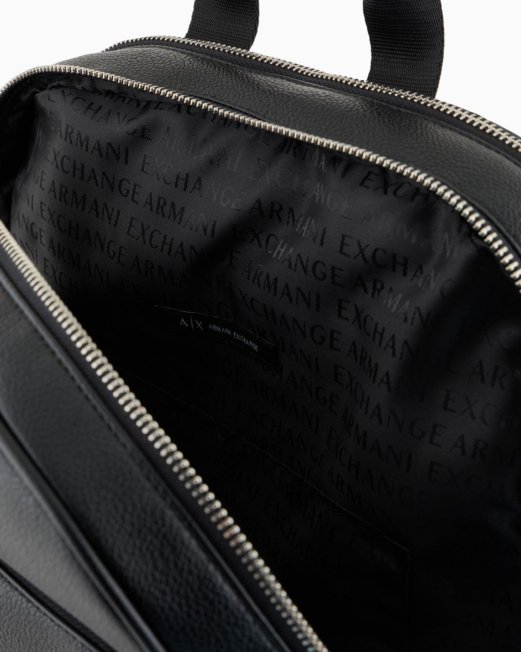 ARMANI EXCHANGE Black Textured Backpack With A Zippered Pocket And Padded Straps for men
