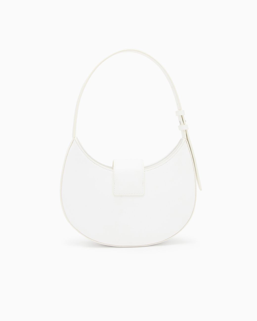 ARMANI EXCHANGE White Crescent Shoulder Bag With A Front Flap And Logo Buckle