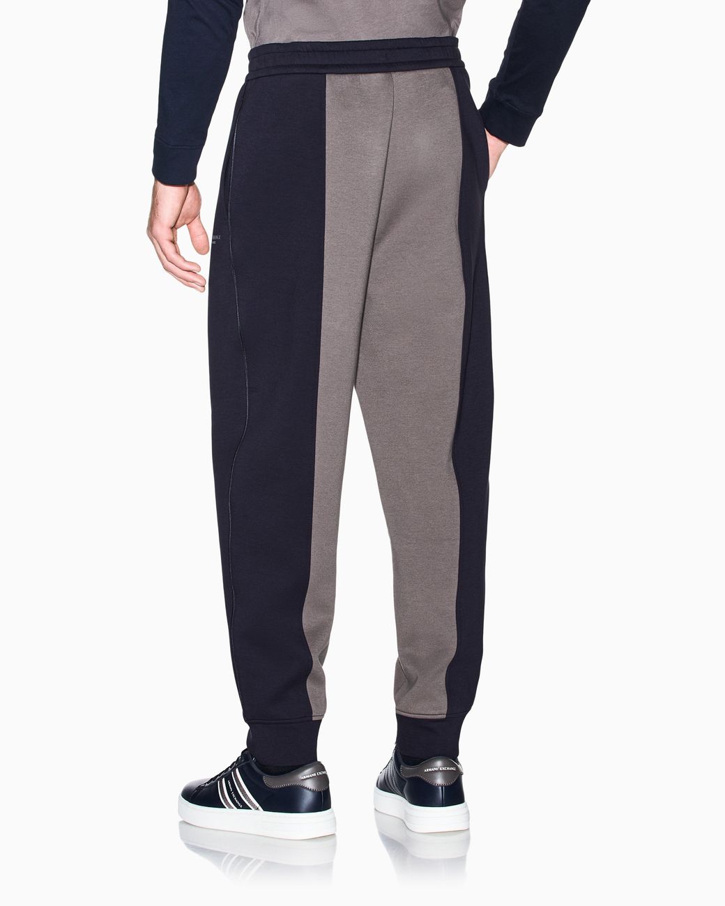 ARMANI EXCHANGE Blue Regular Fit Trousers Bonded Stretch Cotton Jersey for men
