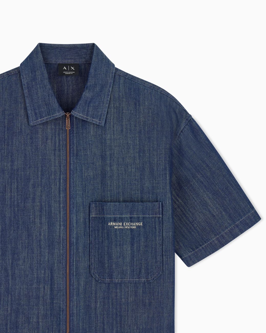 ARMANI EXCHANGE Blue Oversized Shirt Denim Washed Cotton for men