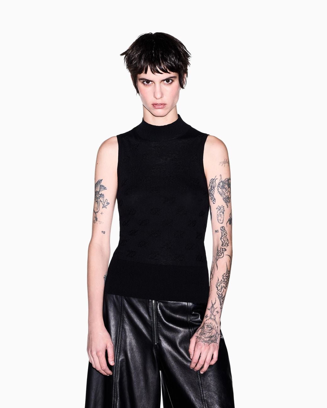 ARMANI EXCHANGE Black Regular Fit Knit Top
