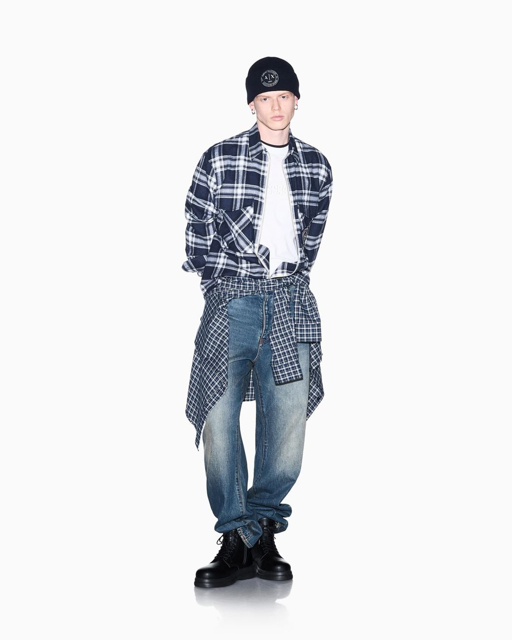 ARMANI EXCHANGE Blue Oversized Fit Shirt Cotton for men