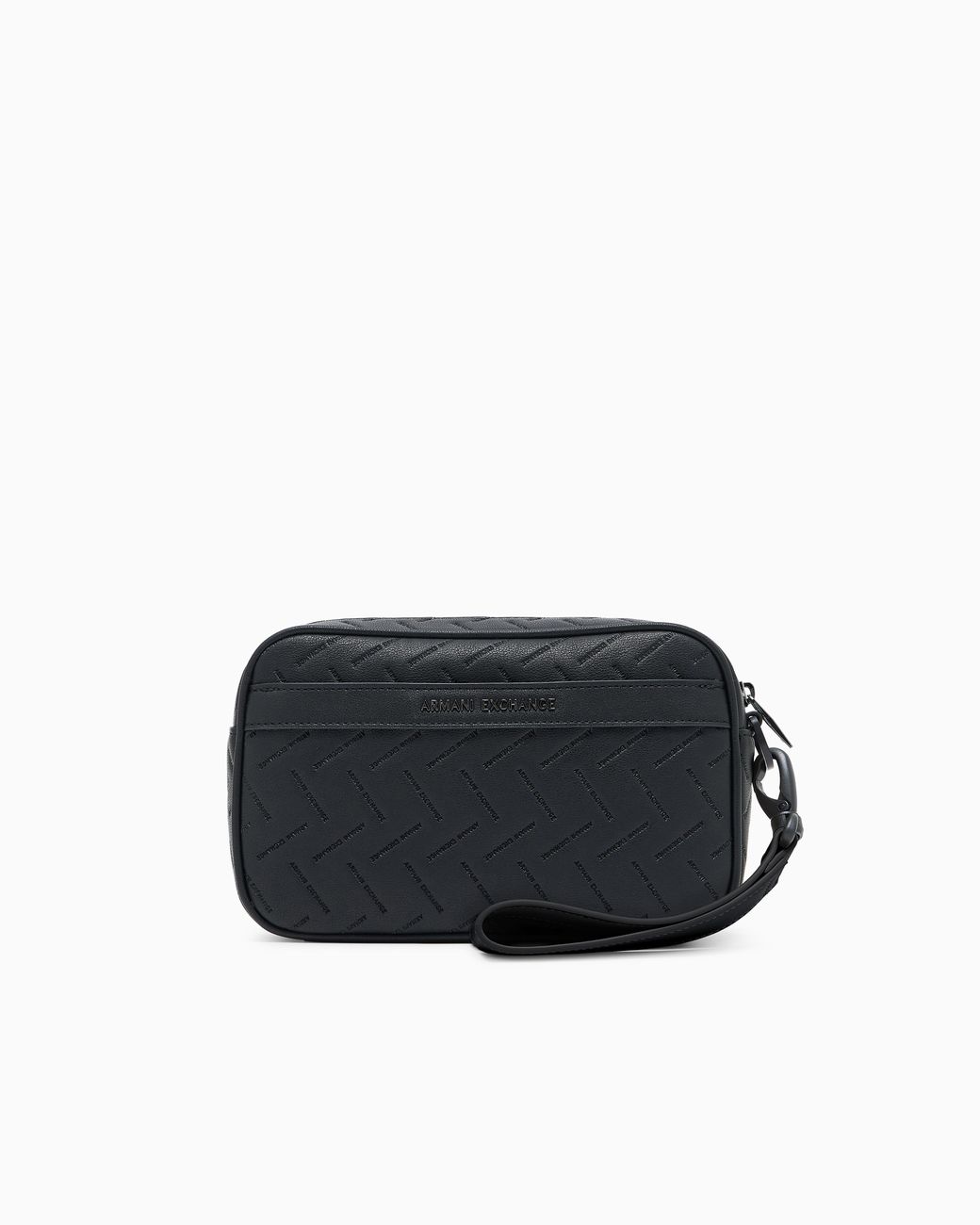ARMANI EXCHANGE Black Textured Crossbody Bag With Wrist Strap And Zip Closure for men