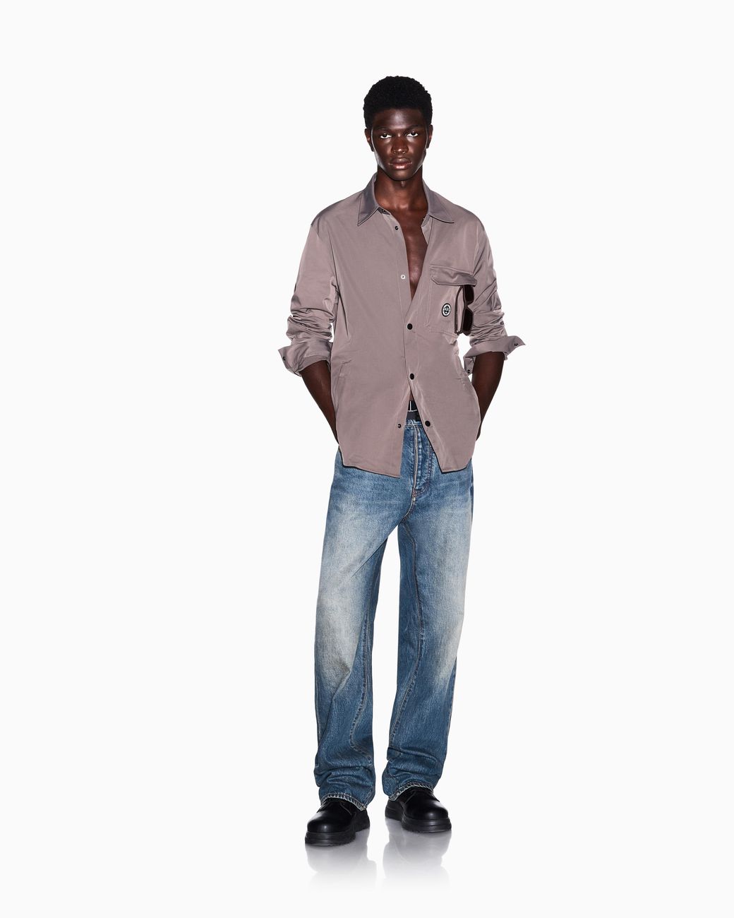 ARMANI EXCHANGE Brown Oversized Fit Shirt With Lining for men