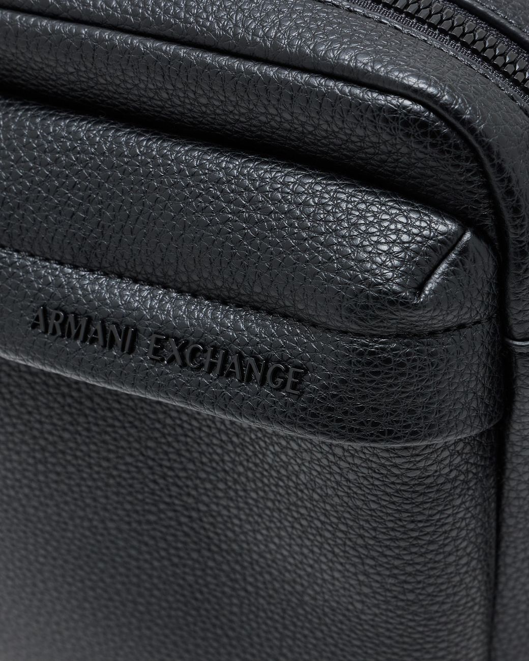 ARMANI EXCHANGE Black Textured Crossbody Bag With An Embossed Logo On The Flap for men