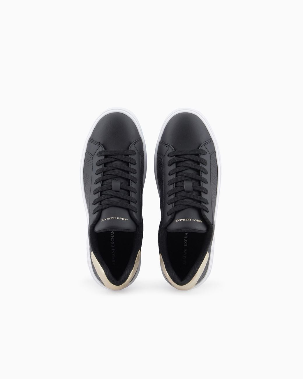 ARMANI EXCHANGE Blue Low-Top Sneakers With Embossed Pattern And Contrast Heel