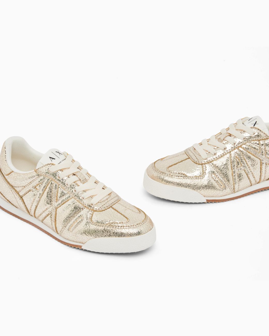 ARMANI EXCHANGE White Sneakers With Crackle Finish