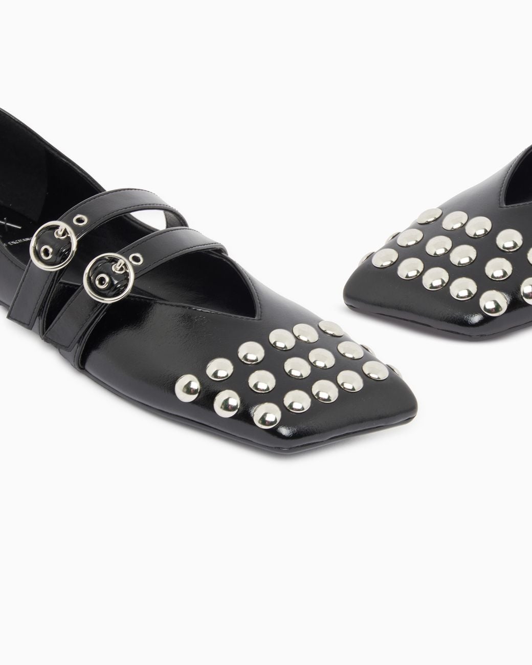 ARMANI EXCHANGE White Ballet Flat With A Smooth And Shiny Finish