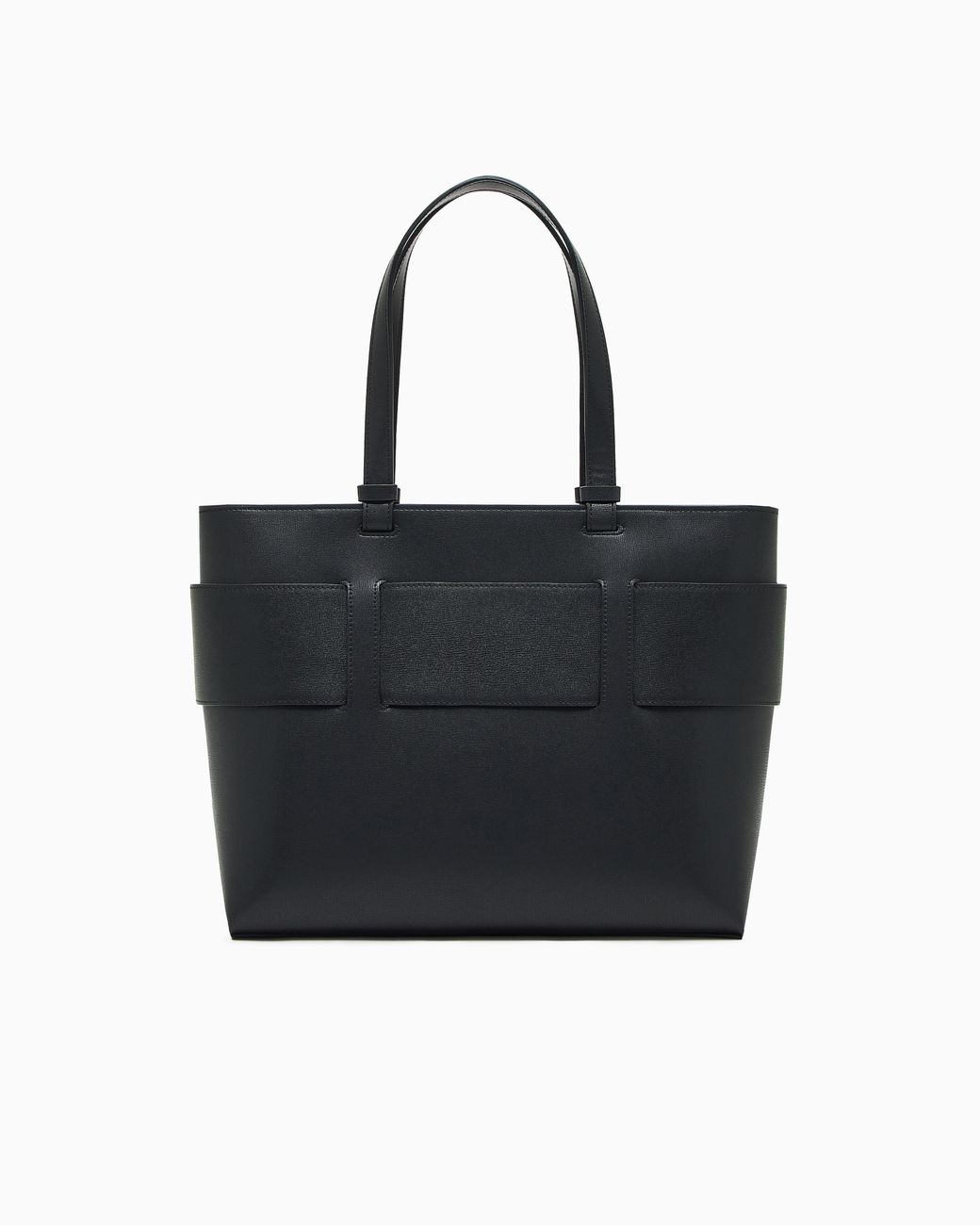 ARMANI EXCHANGE Black Structured Tote Bag With Front Logo And Double Handles