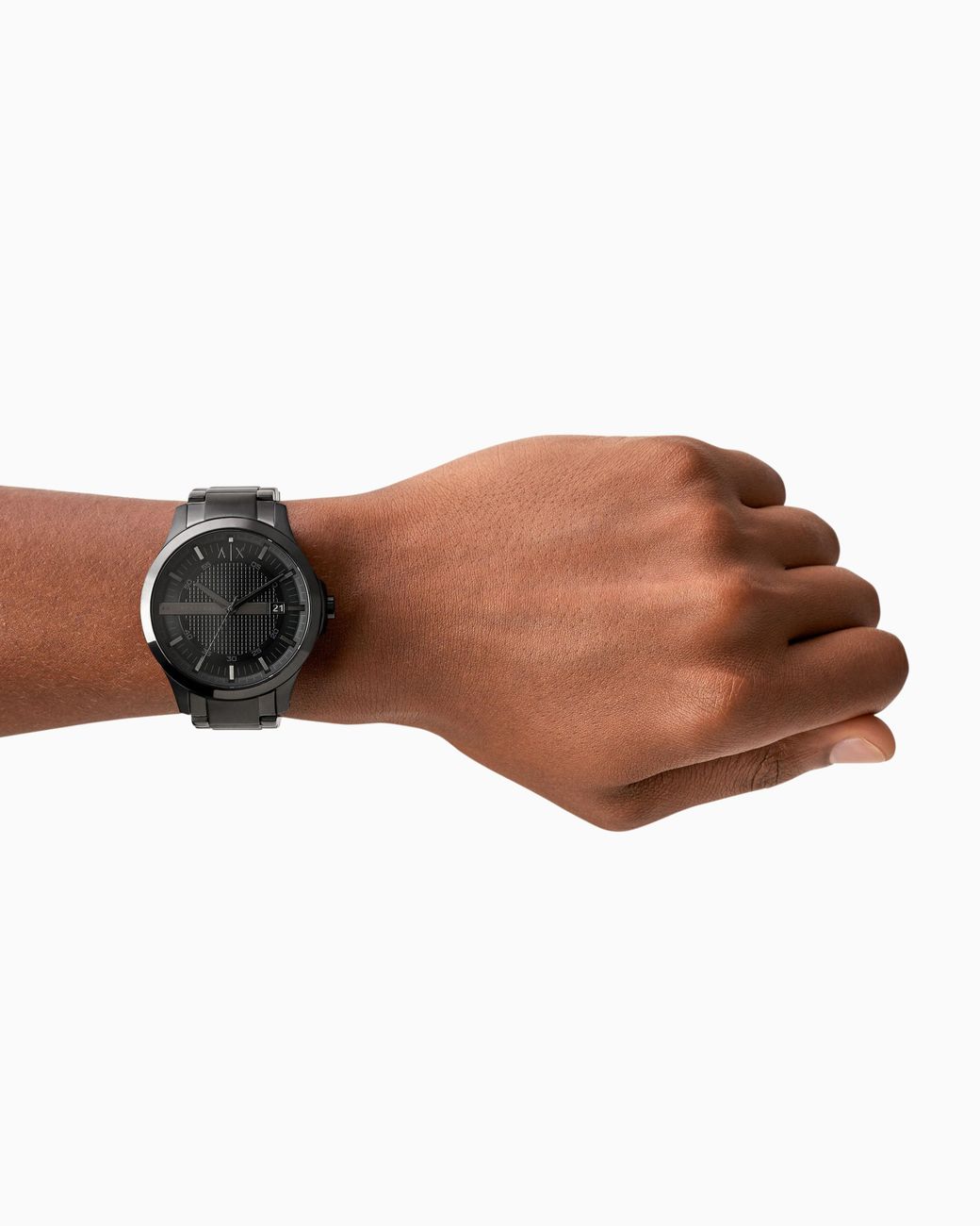 ARMANI EXCHANGE Black Three-Hand Watch With Steel Strap for men