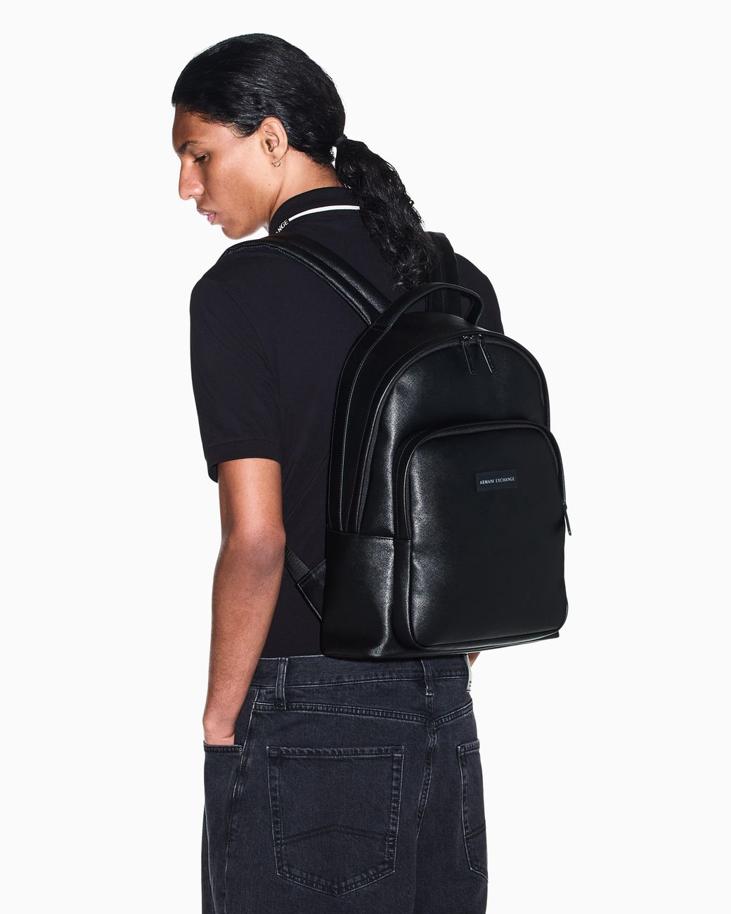 ARMANI EXCHANGE Black Backpack With An Outside Coating for men