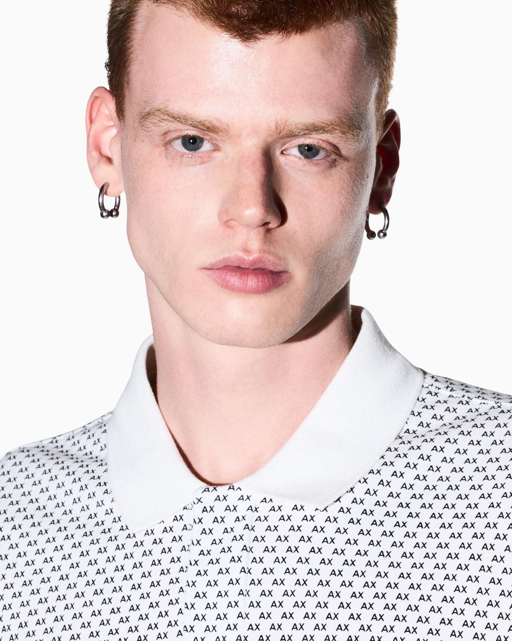 Polo En Piqué De Coton Extensible À Motif Géométrique ARMANI EXCHANGE pour homme en coloris White