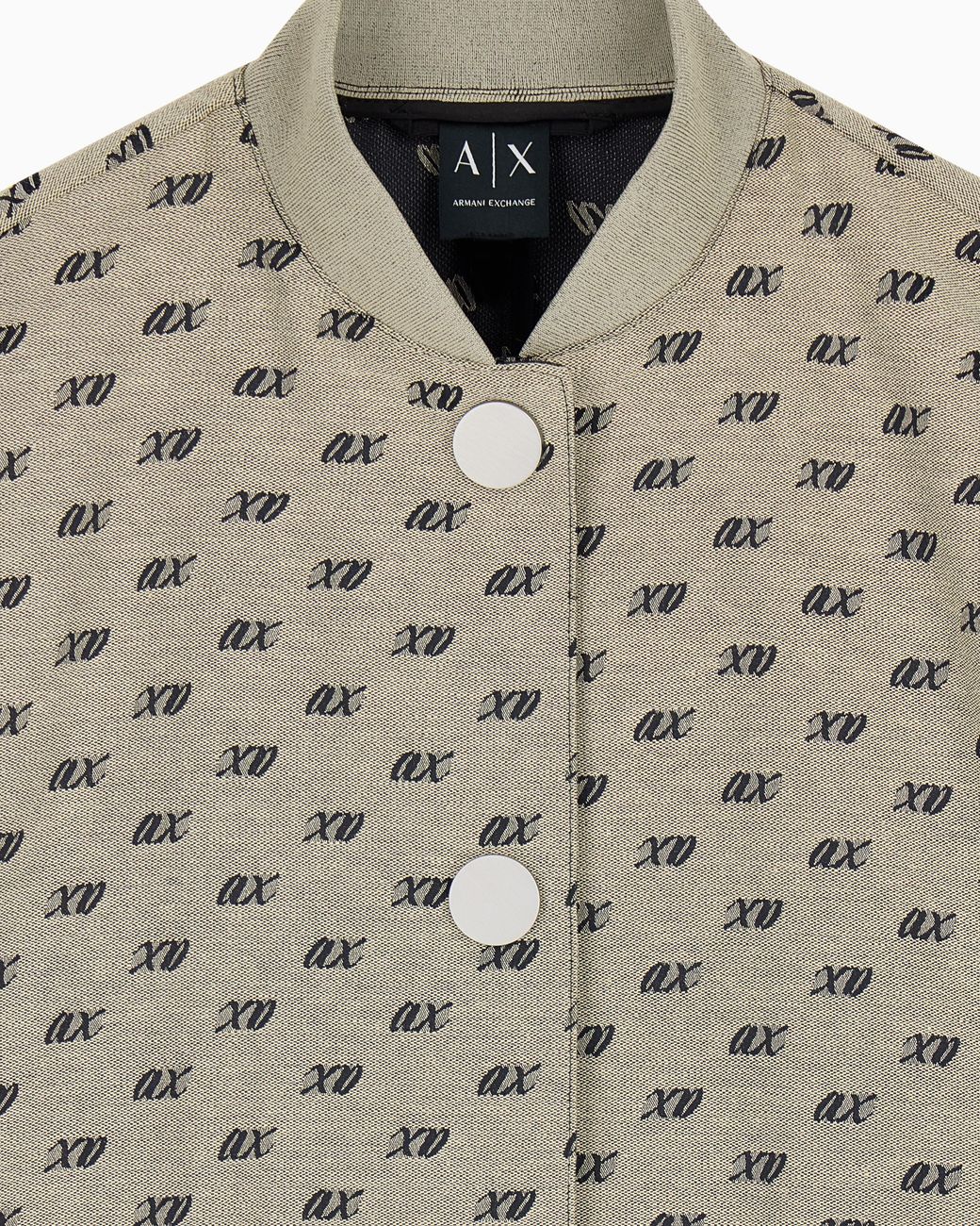 ARMANI EXCHANGE Gray Blouson Jacket Cotton Blend Allover Jacquard
