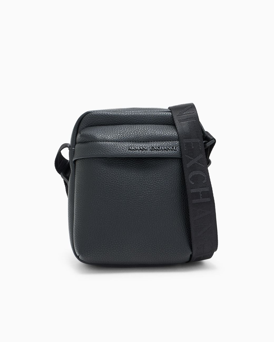 ARMANI EXCHANGE Black Textured Crossbody Bag With An Embossed Logo On The Flap for men