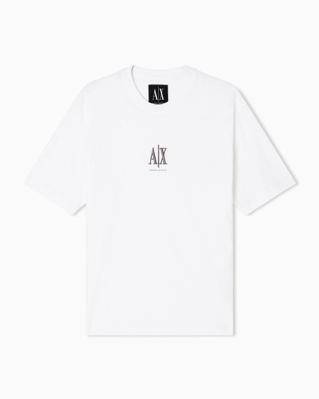 ARMANI EXCHANGE White Regular Fit Cotton Jersey T-Shirt With A Logo Icon for men