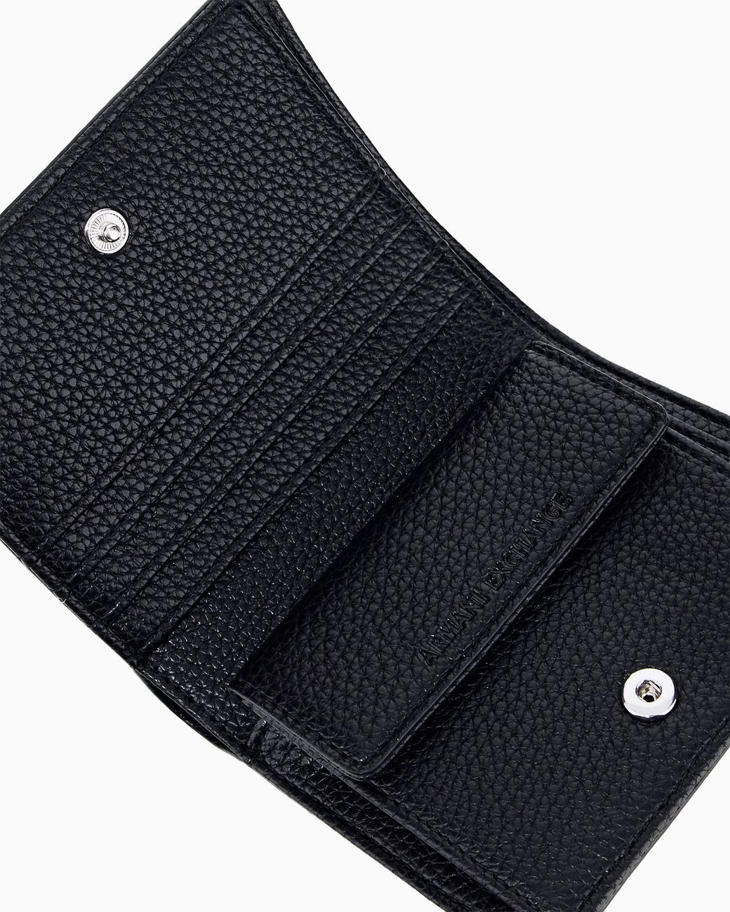 ARMANI EXCHANGE Black Textured Wallet With Snap Closure And Multiple Card Slots