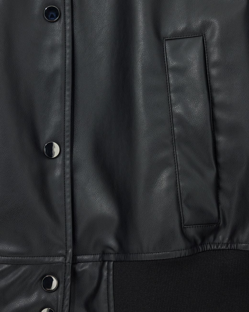 ARMANI EXCHANGE Black Faux Leather Bomber Jacket With Ribbed Trims Essential