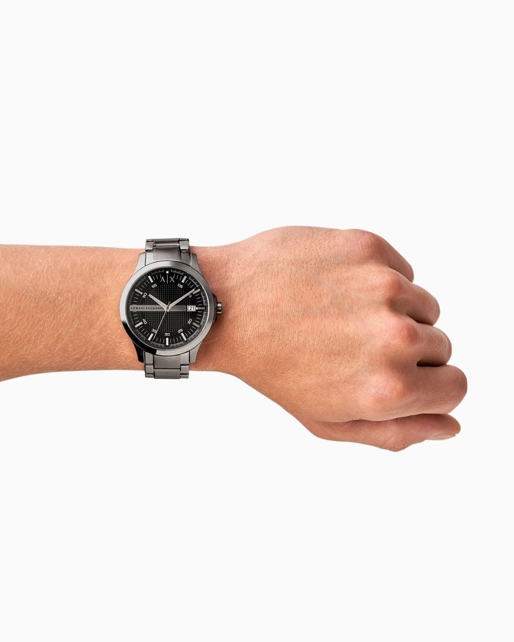 ARMANI EXCHANGE White Three-Hand Watch With Steel Strap for men
