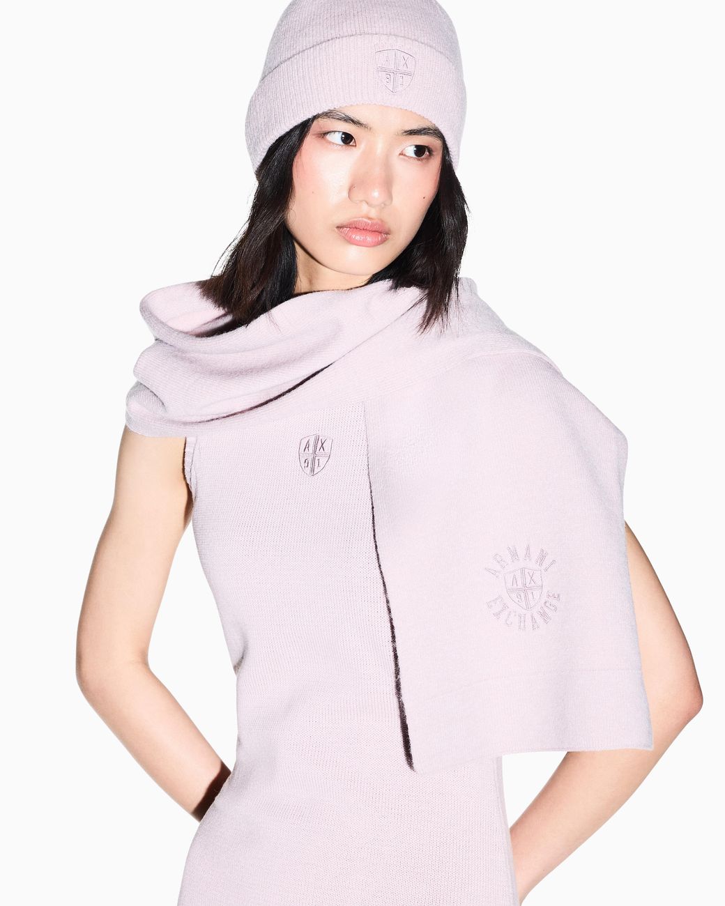 ARMANI EXCHANGE Pink Scarf Knitted
