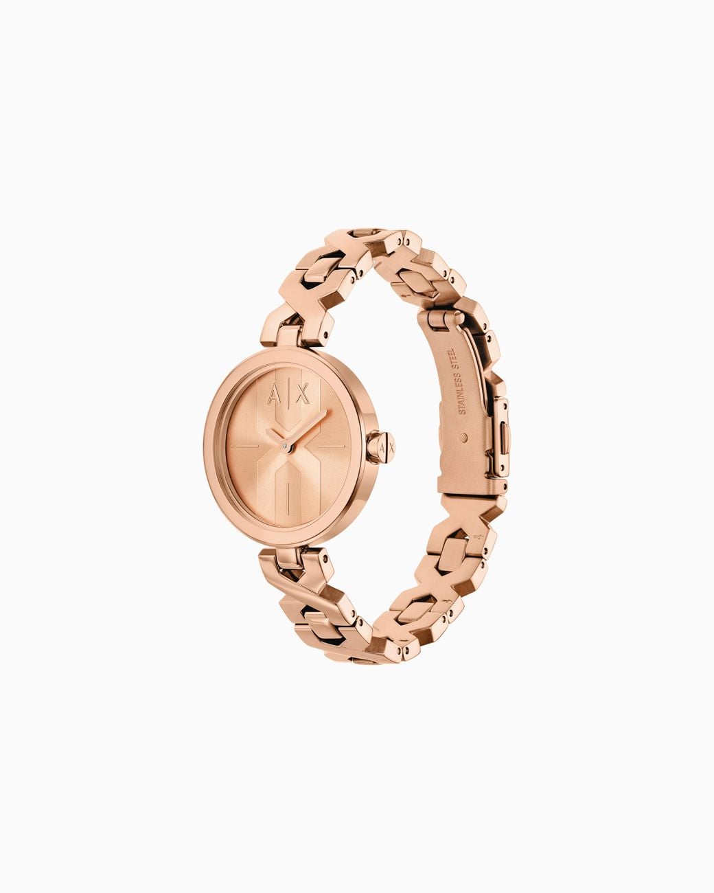 ARMANI EXCHANGE White Two-Hand Rose-Tone Stainless Steel Watch