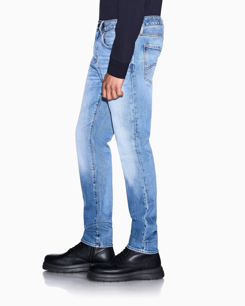 ARMANI EXCHANGE Blue Slim-Fit Five-Pocket Pants Denim Kurabo for men