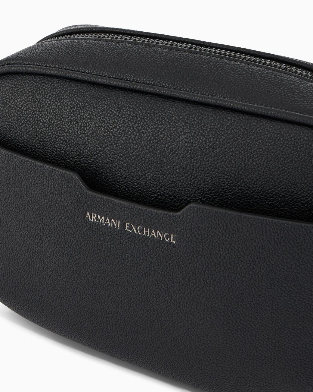 ARMANI EXCHANGE Black Rectangular Toiletry Bag With Side Handle And Zip Closure for men