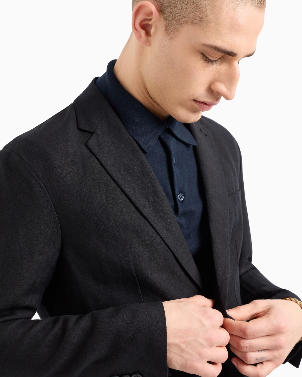 ARMANI EXCHANGE Black Single-Breasted Two-Button Jacket for men