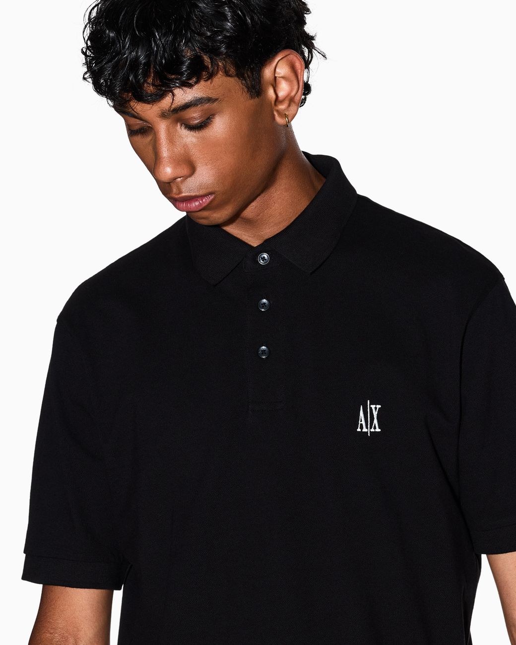 ARMANI EXCHANGE Black Regular Fit Polo Shirt Icon for men