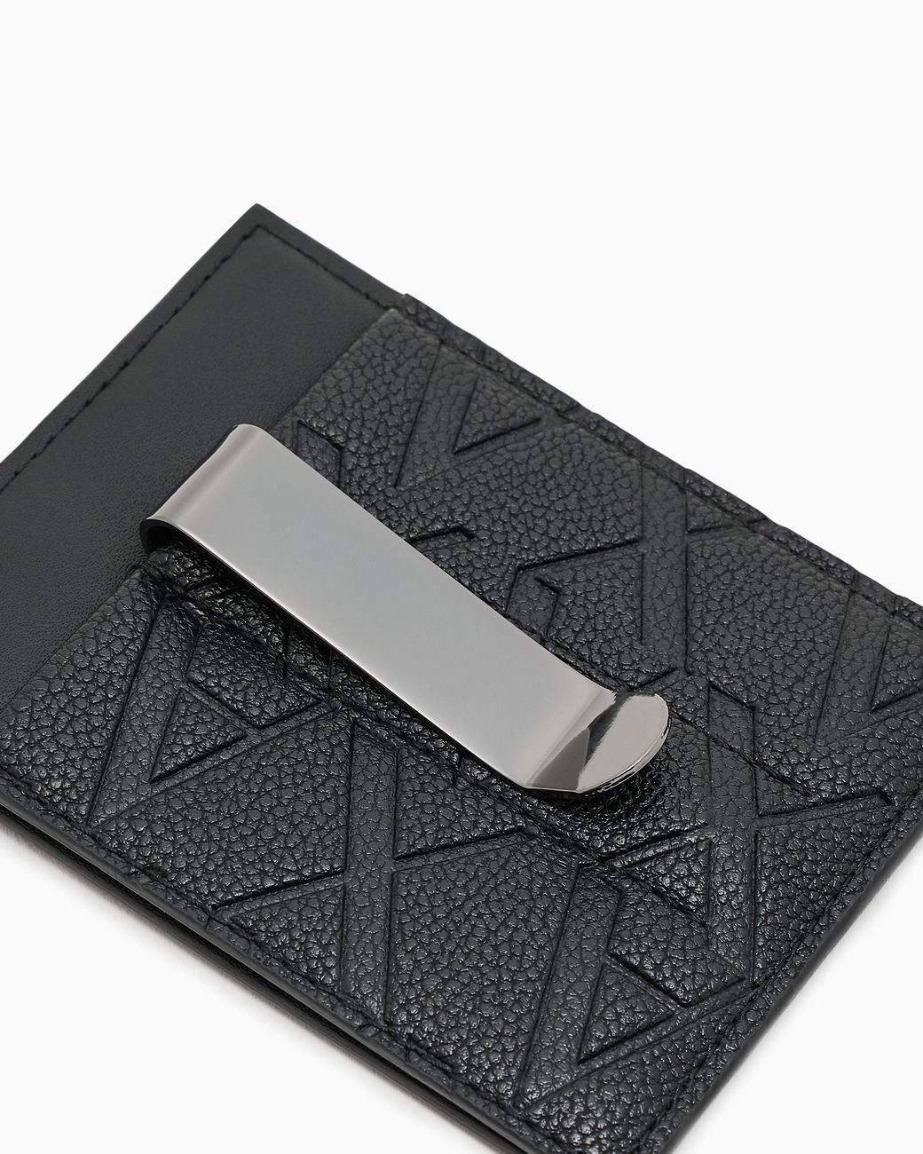 ARMANI EXCHANGE White Card Holder With Logo Texture Money Clip for men