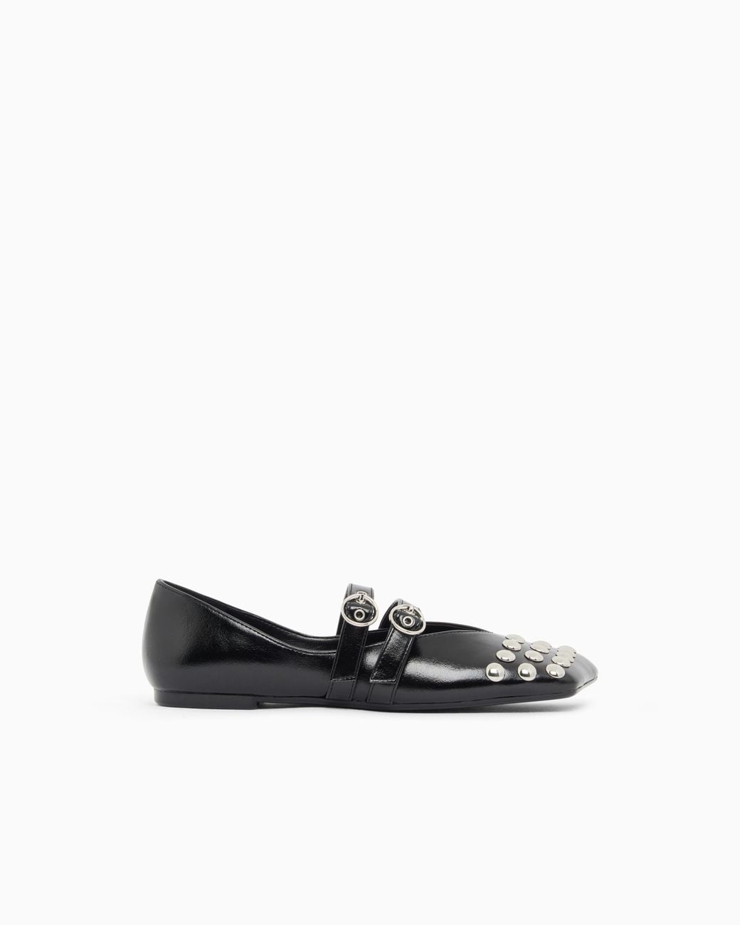 ARMANI EXCHANGE White Ballet Flat With A Smooth And Shiny Finish